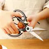 Tijeras Panda Tijeras de Cocina Potentes Multifuncionales Tijeras para Huesos de Pollo Pinza para Alimentos Tijeras Domésticas para Nueces Tijeras Multifuncionales de Acero Inoxidable