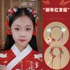 Estilo chinês Ano Novo acessórios para o cabelo meninas Hanfu festivo peruca de borla vermelha trança headband Bebê Ano Novo cocar