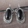 Brincos Geométricos Estilo Étnico Retro Europeu e Americano Transfronteiriços Brincos Personalizados Criativos com Pedra Negra Oval