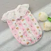 Ropa para gatos y perros, gasa de algodón, chaleco con ribete de encaje para mascotas de primavera y verano, ropa transpirable fina para aire acondicionado para Teddy y Bichón