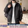Jaqueta bomber azul escuro com gola alta masculina outono solta estilo de rua jaqueta de beisebol legal top esportivo casual da moda