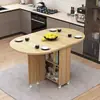 Mesa de comedor plegable para el hogar, apartamento pequeño, simple, multifuncional, móvil con ruedas, apartamento de alquiler, rectangular, mesa de comedor pequeña