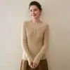 Suave y Acogedor~ Nuevo Suéter de Cachemir 100% Puro Otoño e Invierno para Mujer, Suéter Base de Punto Ajustado con Cuello en V