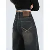 Jeans de Pierna Ancha de Tiro Alto Estilo Retro Americano para Mujer, Tallas Grandes, Adelgazantes, Nuevo Estilo, Petite, Pantalones Rectos Vintage de Calle