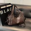 Bolsa tote grande transfronteiriça, estilo vintage motociclista, moda de comércio exterior para o dia a dia, ombro e transversal, bolsa feminina personalizada para atacado