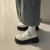 Zapatos Mary Jane de Cuero con Suela Gruesa y Tacón Grueso Estilo Francés 2026 Nueva Moda Primavera Mocasines Versátiles con Banda Elástica de Perlas