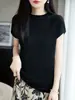 Chaleco sin mangas con cuello medio y bajo con volantes para mujer, camiseta base de punto ajustada para primavera y otoño, top interior versátil y adelgazante