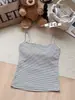 358# Nuevo Top de Tirantes Sexy Rayado Estilo Americano Espalda Descubierta para Mujer, Versátil Ropa de Abrigo Top Adelgazante