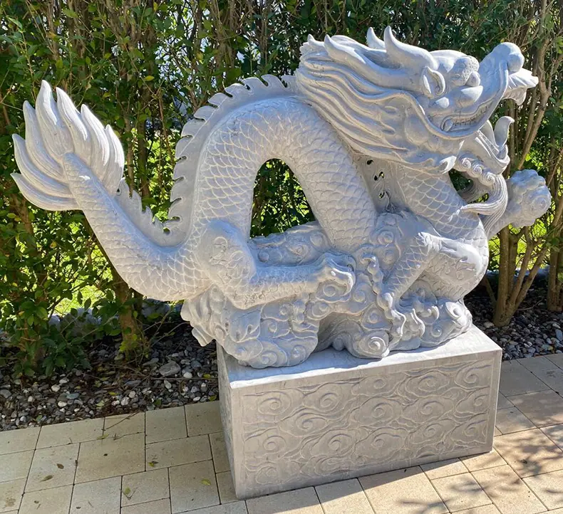 大理石龙雕塑户外景观摆件