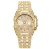Moda Tendencia Gipsófila Banda de Acero Diamante Hombres Mujeres Reloj Esfera Completamente Diamantada Tres Ojos Números Romanos Reloj de Cuarzo