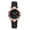 Reloj de comercio exterior con esfera de polvo de plata y pedrería, reloj de mujer con correa de cuero esmerilado, conjunto de reloj de pulsera de moda para damas, reloj de cuarzo
