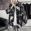 Camisa de manga larga para hombre, estilo Hong Kong, holgada, estilo hip hop, de marca, estilo coreano, elegante, combinable, chaqueta acolchada.