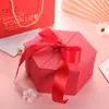 ¡Guau, Día de San Valentín Chino 520 Caja de Regalo Hexagonal con Lazo, Caja de Regalo de Aniversario, Caja de Dulces para Boda