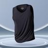 Camisa sem mangas de malha de seda gelada masculina, marca moderna de verão, regata masculina solta para esportes e fitness, secagem rápida, manga curta, sem marcas