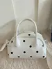 Bolso de Hombro Nuevo de un Solo Hombro Estilo Celebridad de Internet Moda Versátil Gamuza Lunares Bolso Bowling Estilo Coreano Moda Bolso de Axila para Mujer