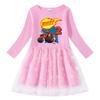 Vestido de princesa de manga larga con estampado de estrellas y luna de algodón para niña, primavera y otoño de 2023
