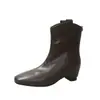 Botas Retro de Caballero para Mujer que Aumentan la Altura 5 cm, Novedad Otoño/Invierno 2026, Versátiles Botas Largas y Cortas con Tacón Grueso, Punta Cuadrada y Forma de V Desgastadas para Mujer