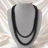Collar Cheongsam para mujer, estilo retro, con perlas de cristal dobles y madreperla, estilo francés, cadena larga para suéter.