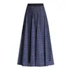 Falda plisada de malla a cuadros para mujer, nuevo estilo otoño/invierno 2026, que cubre la cadera, de longitud media, corte ajustado, línea A, falda con dobladillo ancho