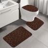 Alfombrilla de Suelo para Baño de Terciopelo Coral con Relieve, Piedra, Juego de Tres Piezas para Inodoro, Alfombra de Suelo, Alfombrilla Absorbente Antideslizante para Baño