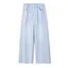 Calça Jeans Vintage Lavada com Retalhos em Três Lados, Cintura Elástica Reta Solta, Novo Estilo Outono 2026