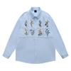 Camisa Masculina Bordada Floral, Manga Longa, Design Único, Moderna, Caimento Solto, Anti-Amassar, Camisa Estilo Vintage
