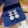Pendientes de Moda de Aguja de Plata 925 con Cubos de Perla de Venta Caliente Pendientes Dulces de Nicho de Gama Alta Pendientes de Diseño Exquisito
