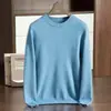 Suéter de Cashmere Espesso de Dupla Camada para Homens, Gola Redonda Pulôver, Tricô de Cor Sólida, Suéter Camada Base, Cashmere Amigo da Pele