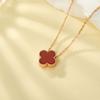 Colar de trevo de quatro folhas dupla face feminino 925 prata esterlina um par de corrente de clavícula de ágata vermelha de ouro rosa 18K uma geração de cabelo