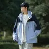 Chamarra con Capucha de Estilo Funcional Otoñal para Hombre, Bloques de Color, Holgada, Casual, Versátil, Top