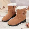 Botas de Nieve Retro de Gamuza de Caña Media para Invierno 2026 Planas Antideslizantes Forradas de Lana Color Sólido Cálidas Zapatos de Algodón Martin