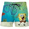 Shorts Bob Esponja estampa digital 3D shorts de verão calça de praia unissex casual e-commerce transfronteiriço 202626