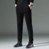 Calça casual masculina de veludo cotelê, grossa para outono e inverno, calça reta de cor sólida simples, moderna e versátil, calça comprida com forro de fleece