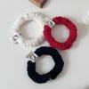Anillo de pelo de gato con forma de corazón de peluche, etiqueta pequeña, lazo para el pelo, tela de dibujos animados, tendón de goma, accesorios para el cabello