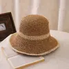 Sombrero de Pescador de Paja Tejido a Mano de Ala Ancha Estilo Japonés Fresco para Mujer Sombrero Plegable de Ala Grande para Playa con Protección Solar