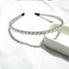 Diadema de Perlas Doradas y Plateadas Accesorios para el Cabello de Novia Flequillo Moda Simple Europea y Americana Diadema Trenzada Cadena Tocados Venta al por Mayor Cabello Suelto