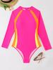 [Amazon Nuevo Surfer Mujer] Multicolor Manga Larga Espalda Cremallera Corta Hermoso Puntada Trasera Ajustado Traje de Baño para Snorkel