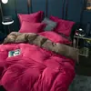 Conjunto de quatro peças de leite veludo espesso de inverno, conjunto de três peças de flanela, lençol e capa de edredom, antiestático para dormir nu, impressão e tingimento reativos