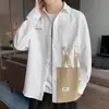 Jaqueta-camisa estilo japonês, patchwork casual moderno de estudante de Hong Kong, camisa de manga comprida de marca de moda única para homens, projetada para primavera e outono