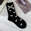 Accesorios de Nuevo Estilo Calcetines con Lazo de Corazón para Mujer Dulces Frescos Estilo Japonés Algodón Calcetines de Media Pantorrilla Grises Calcetines Holgados Estilo Ballet