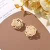 Brincos Redutores de Idade Winding Roses DIY Feitos à Mão com Contas de Arroz Frescas para Meninas de Primavera Brincos Clipe Lateral Flor de Sapato Acessórios