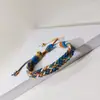 Nuevo pulsera tejida a mano de macarrón degradado arcoíris para amistad, con un tacto de alta gama, con brillo incorporado y ajuste ajustable