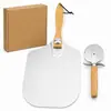 Pala Plegable de Aluminio para Pizza Transfronteriza de Amazon con Mango de Madera Set de Herramientas para Pizza de Horno de Cocina Venta al por Mayor con Impresión de Logo