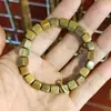 Pulsera Natural de Sándalo Verde Argentino 108 Cuentas de Círculo Único Cuentas Cuadradas Cuentas de Bambú Agujeros Pequeños de Precisión para Hombres y Mujeres