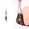 Nova Moda Ins DIY Simples Versátil Nó de Corda Cor Doce Couro PU Bolsa Trançada Pingente Chaveiro Acessórios