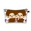 Nueva Bolsa de Maquillaje Monchichi de un Solo Lado para Niñas, Bolso de Mano Portátil de Gran Capacidad, Linda Bolsa de Almacenamiento de Escritorio al por Mayor