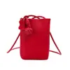 Bolso cruzado de cuero suave de alta gama a la moda para teléfono móvil, Bolso cuadrado pequeño versátil simple y elegante, Bolso cubo de alta gama con bola tejida