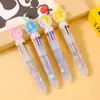 Caneta esferográfica de pressão multicolorida de dez cores com lantejoulas criativas, caneta de óleo colorida com lantejoulas de desenho animado, caneta esferográfica de dez cores para estudantes