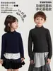 Camiseta Interior Básica para Niñas Wulibuyi 2026 Otoño Básica Versátil Cálida Polar de Doble Cara Cuello Medio Alto Corte Ajustado Camiseta Moderna