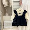 Vestido Menina Bebê Pera de Cana Vestido Princesa Bebê Vestido Suéter de Tricô Infantil Vestido de Menina Vestido de Ano Novo Bebê